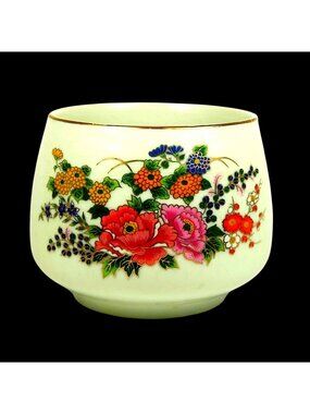 Vintage Enesco Japan Porcelain Bowl – Gold Trim, Floral Motif, 1940s–50s